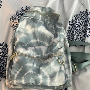 Madden Girl Gray Tie-Dye Backpack with Gold Accents